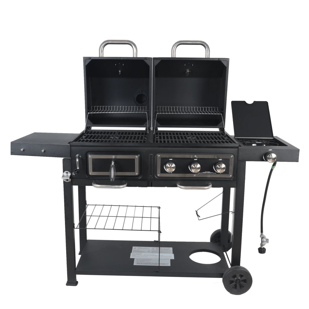 Dual Fuel Gas And Charcoal Combo Grill, Black With Stainless - GBC1793W