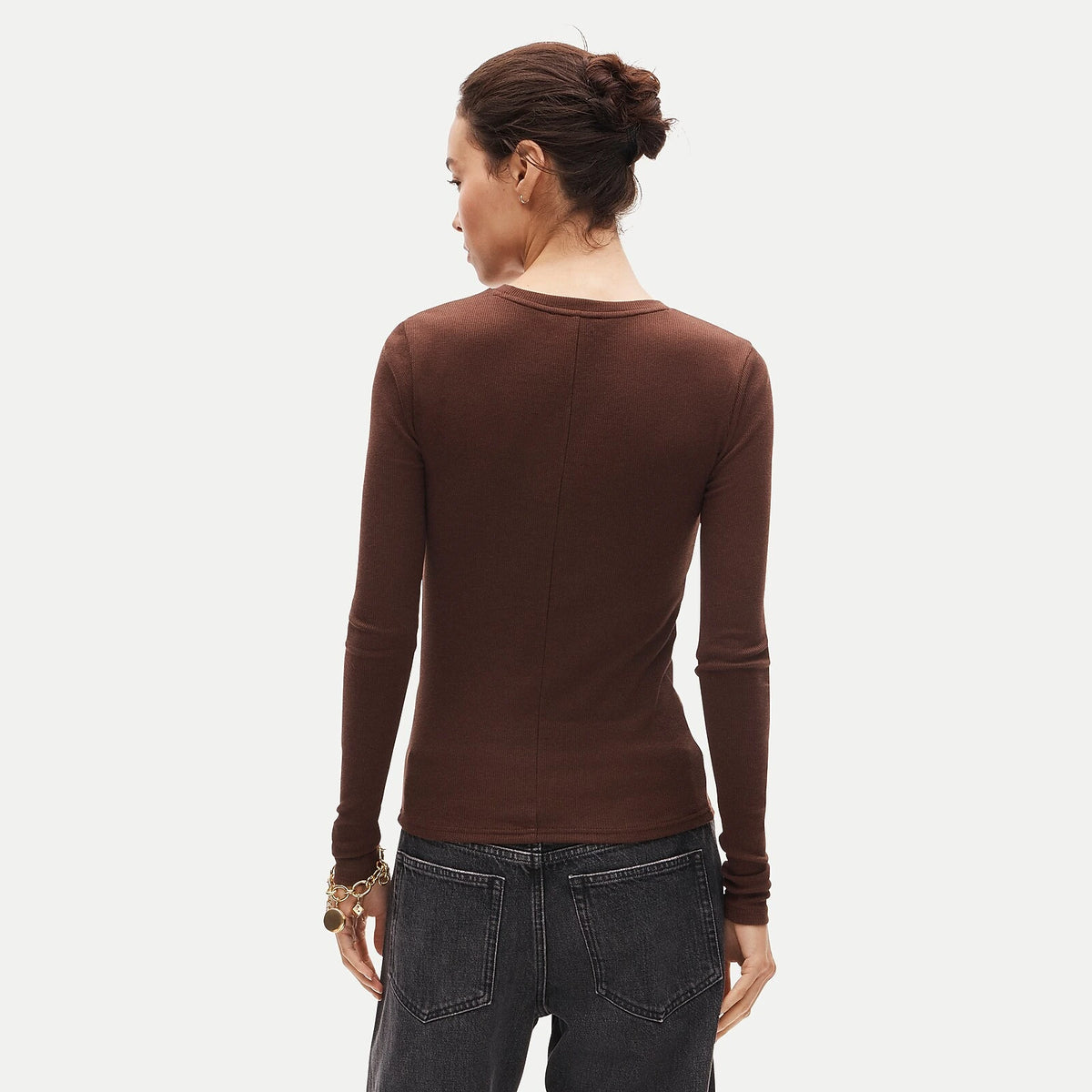 Women's Ribbed Long-Sleeve T-Shirt - Black