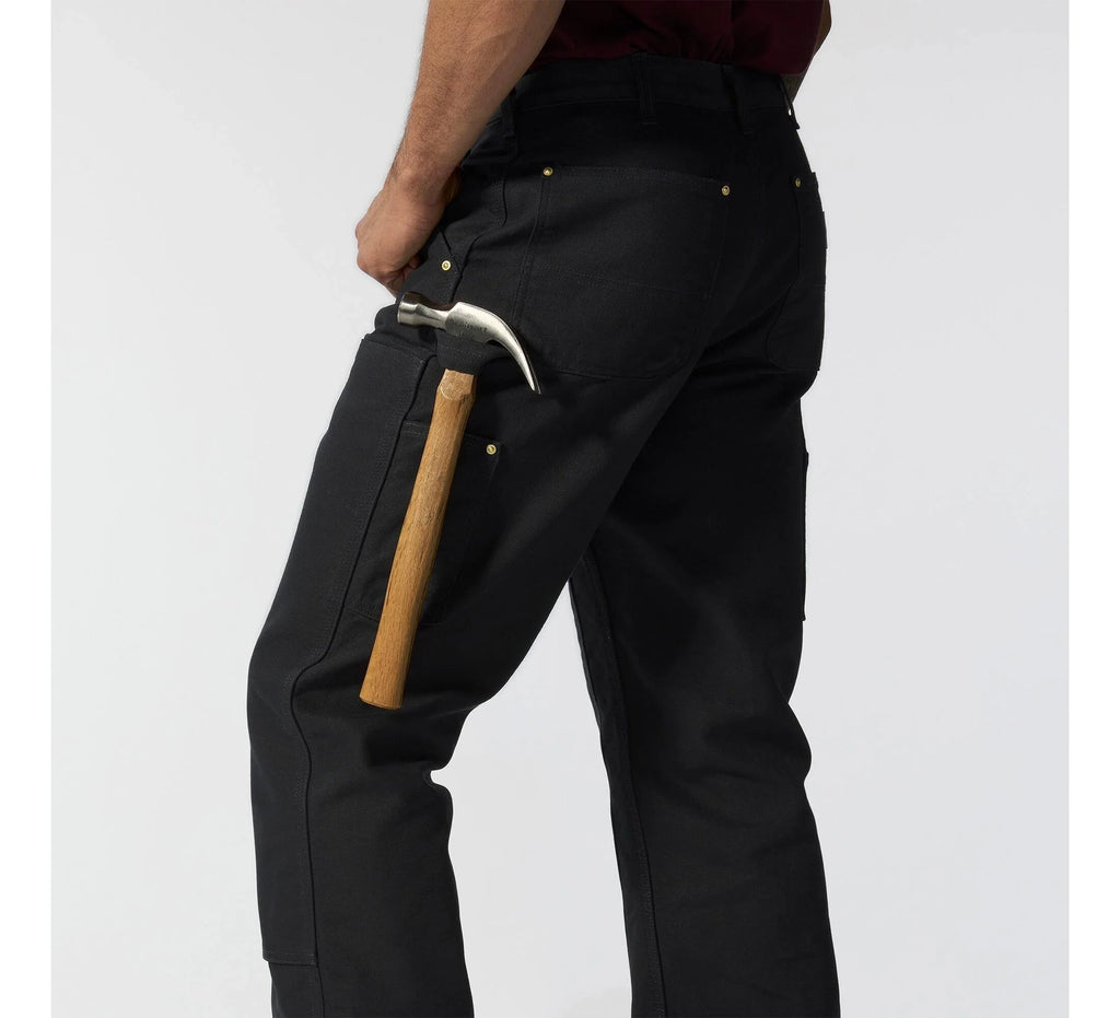 Men's Double-Knee Cotton Canvas Work Pants - Black