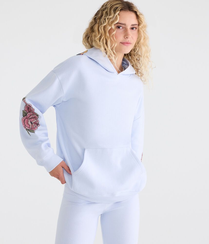 Oversized Rhinestone Graphic Pullover Hoodie