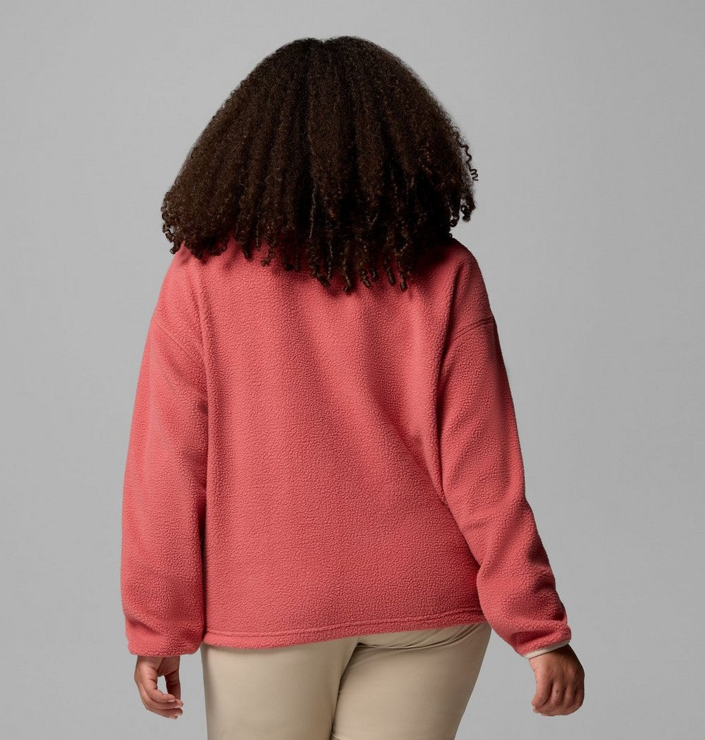 Women's Plus Cropped Sherpa Half-Snap Pullover - Tan