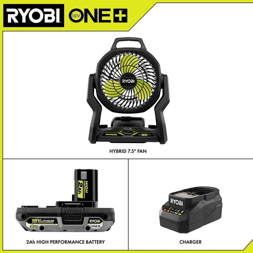 18V Hybrid 7.5-Inch Cordless Fan Kit
