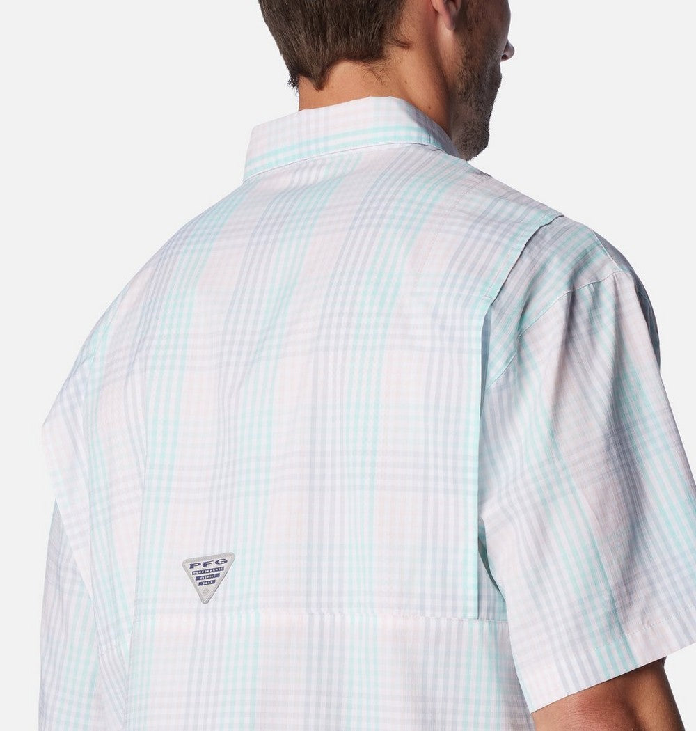 Men's Vented Short-Sleeve Fishing Shirt - Green Gingham