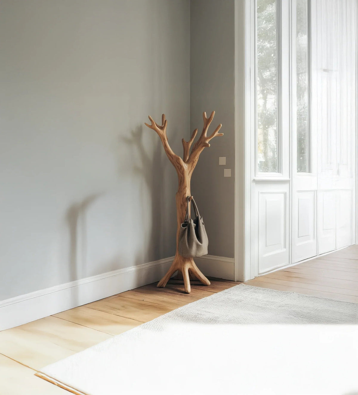 Rustic Wooden Standing Coat Rack