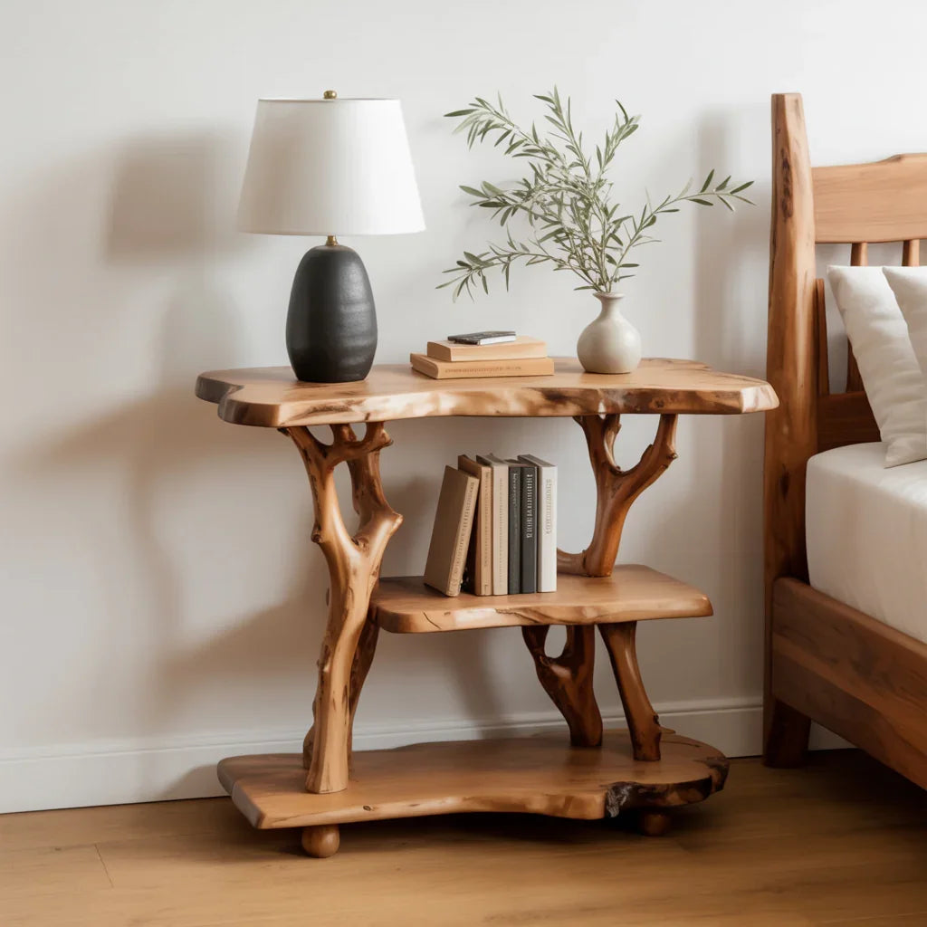 Solid Wood Tree Branch Nightstand