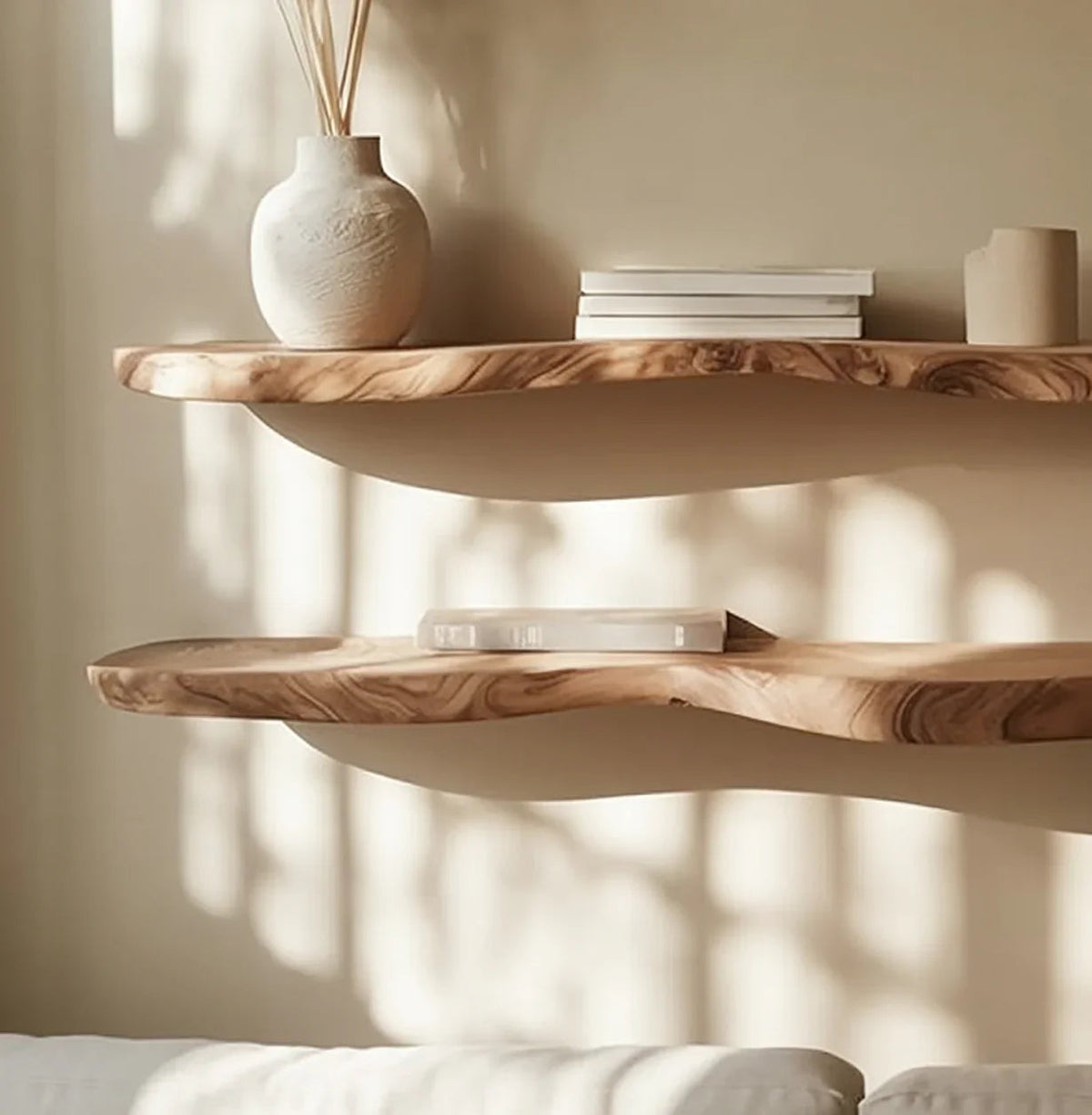 Rustic Floating Wall Shelf With Live Edge