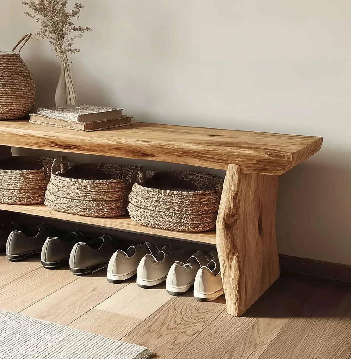 Live Edge Wooden Entryway Bench