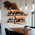 Live Edge Wooden Wine Rack Shelf