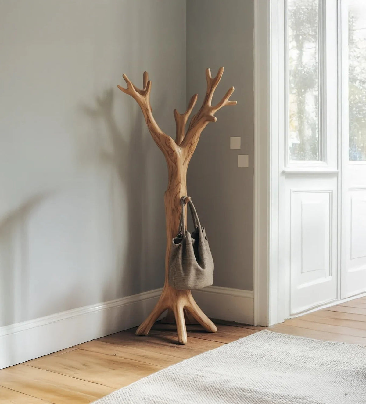 Rustic Wooden Standing Coat Rack