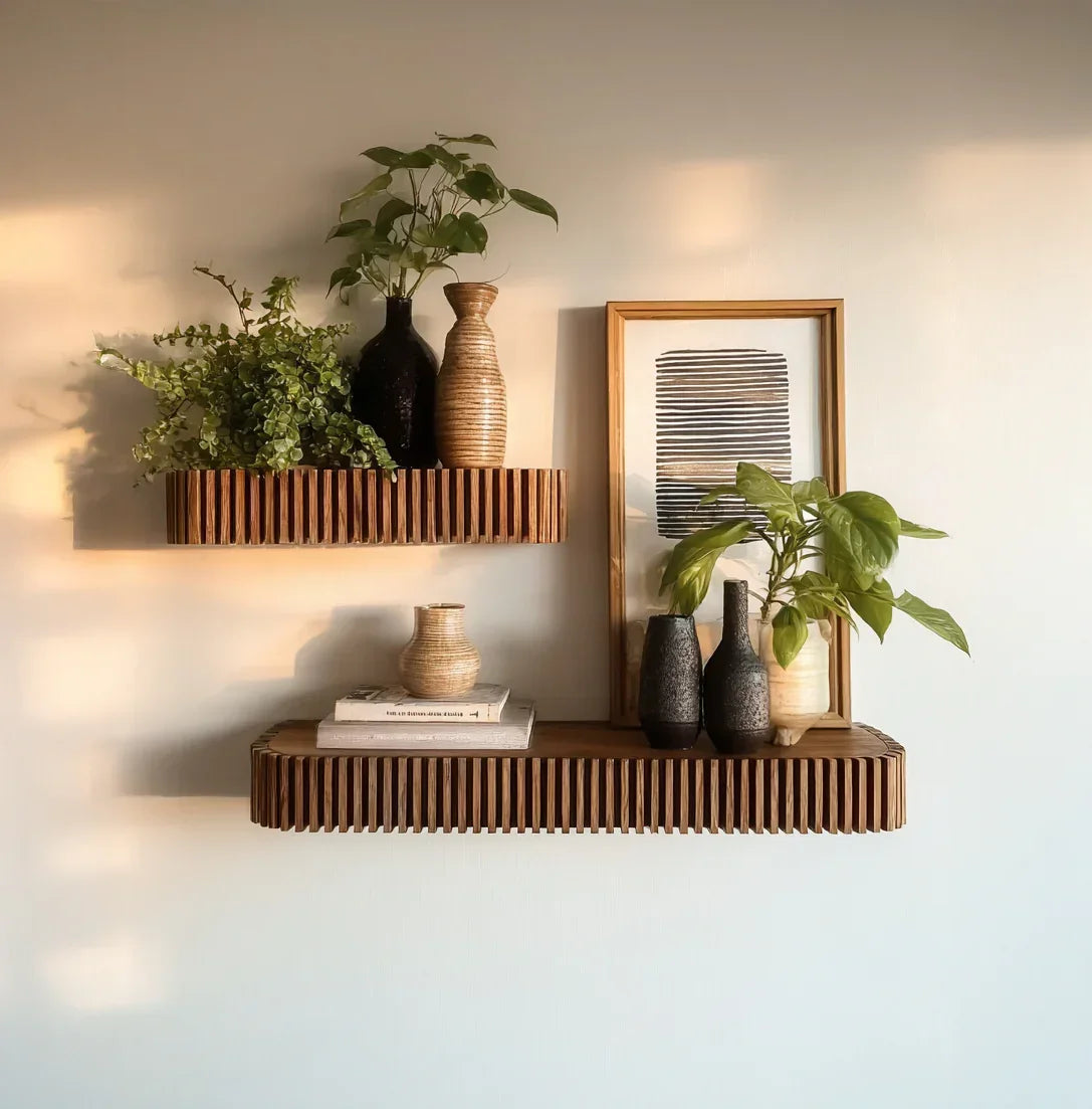 Natural Wood Floating Live Edge Shelf