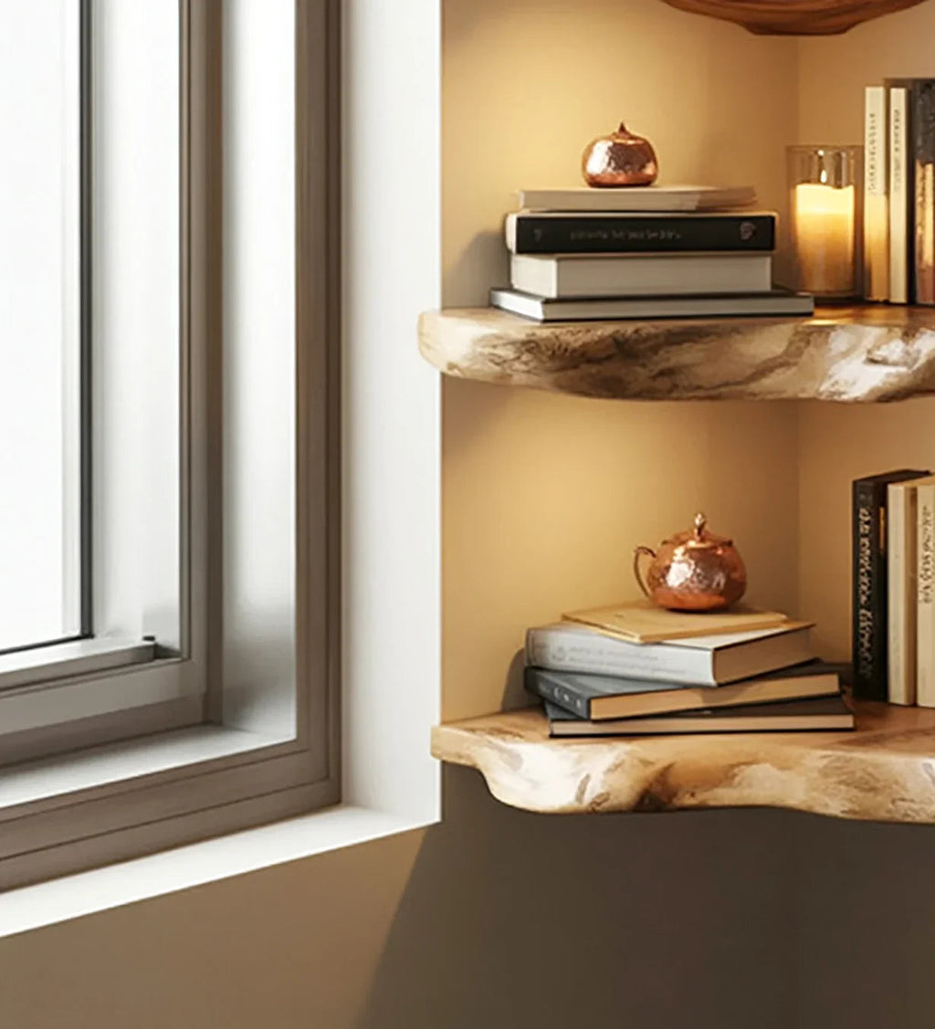 Handcrafted Live Edge Solid Wood Floating Shelf