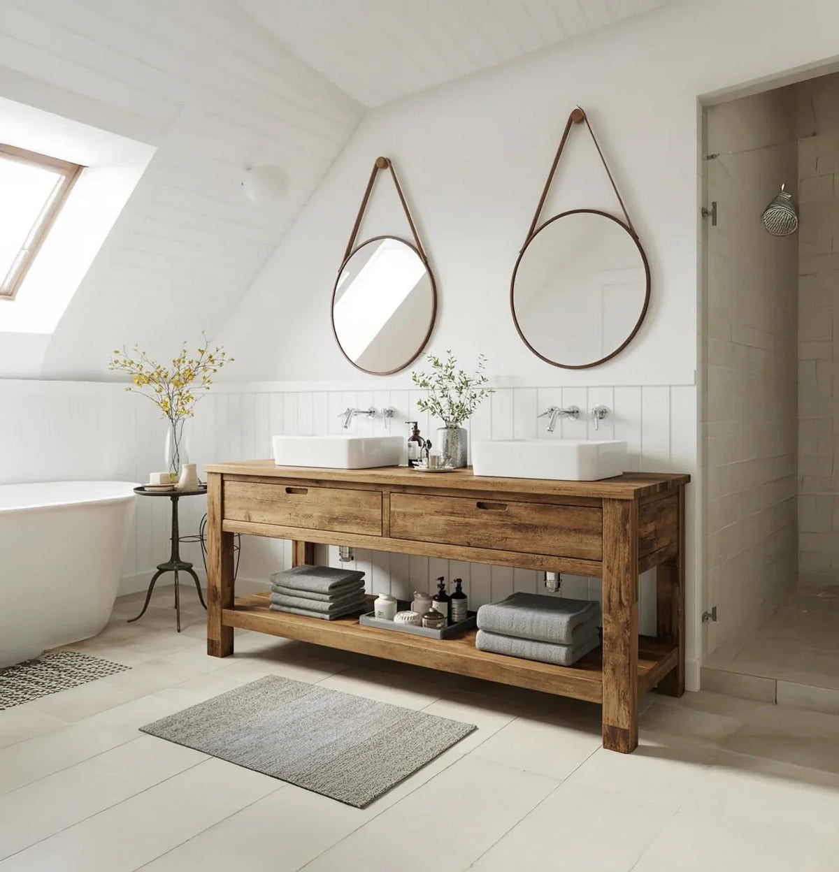 Rustic Reclaimed Wood Bathroom Vanity With Drawers