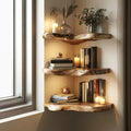 Handcrafted Live Edge Solid Wood Floating Shelf