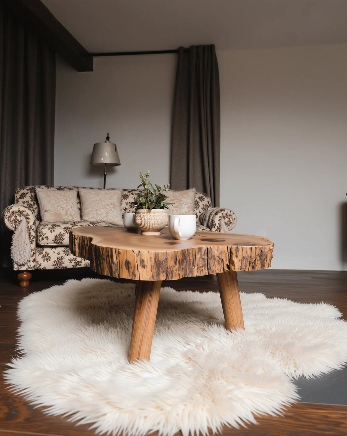 Sculptural Solid Wood Coffee Table