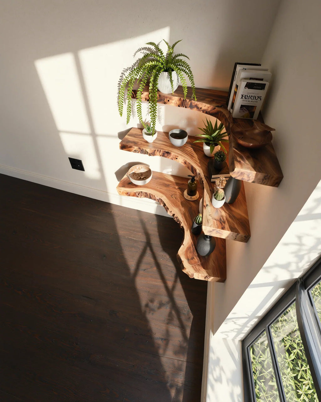 Live Edge Corner Floating Shelf