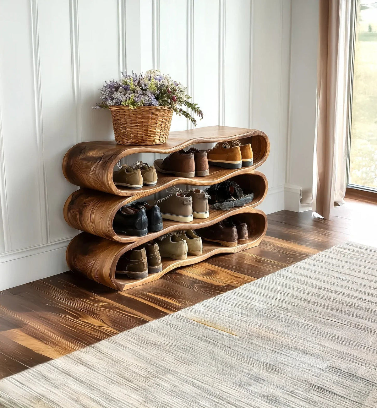 Rustic Hallway Bench For Shoes & Bags