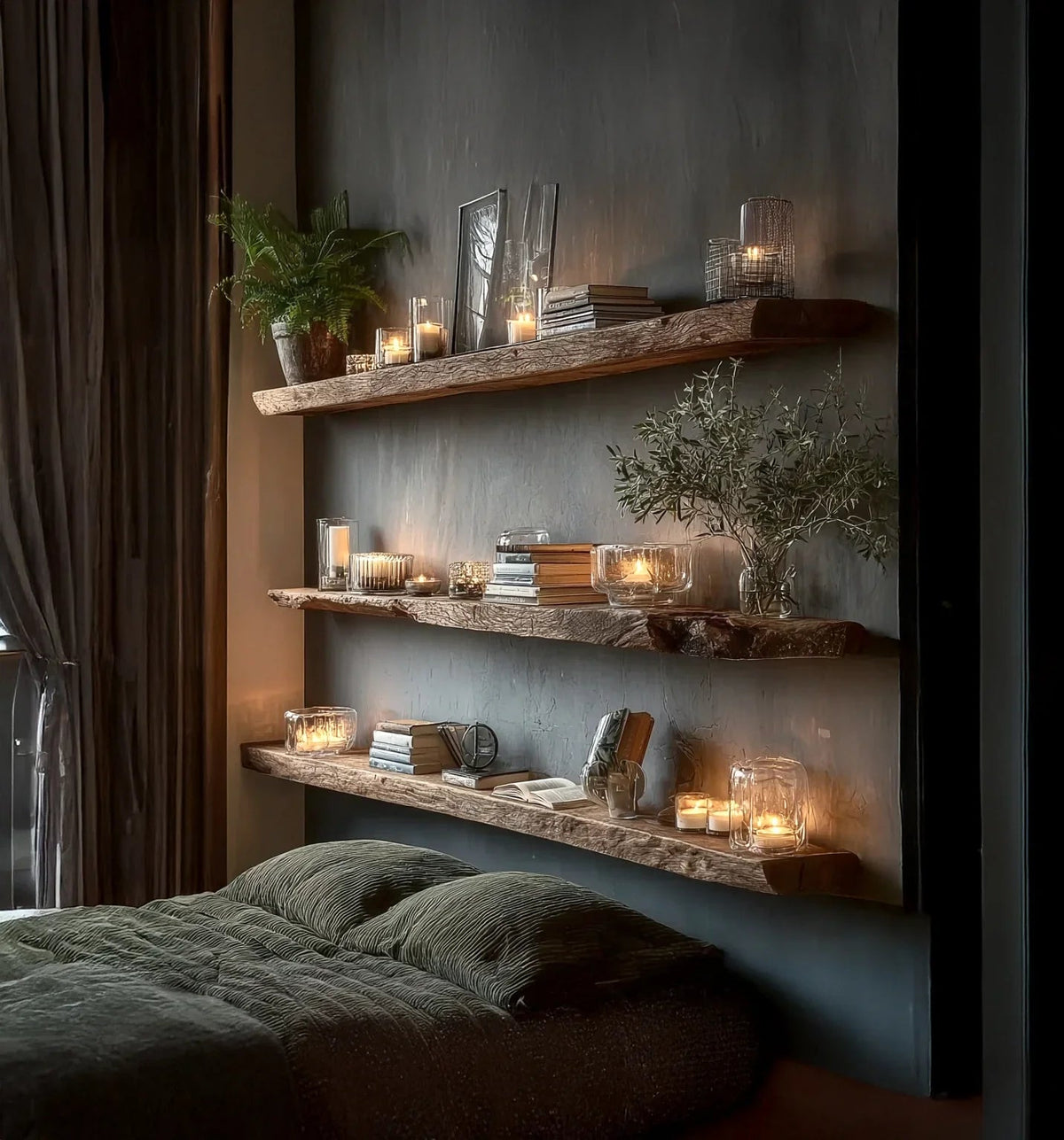 Rustic Live Edge Floating Shelf