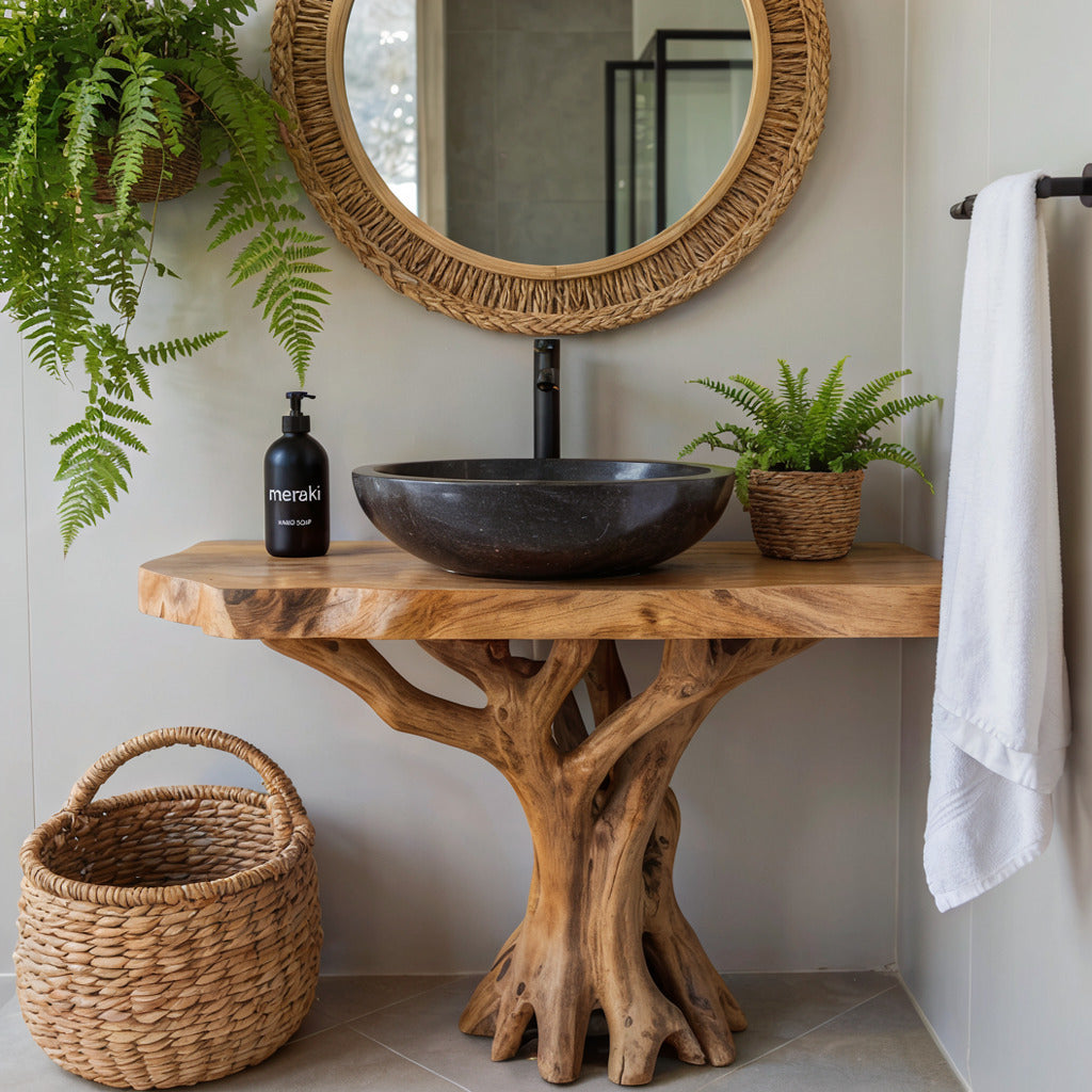 Live Edge Tree Root Solid Wood Bathroom Vanity Base