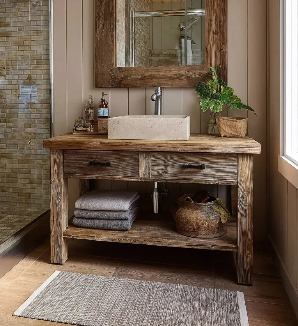 Wooden Rustic Style Handmade Bathroom Vanity