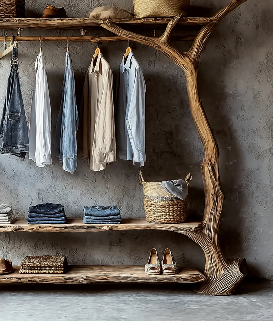 Handcrafted Tree Branch Clothing Rack
