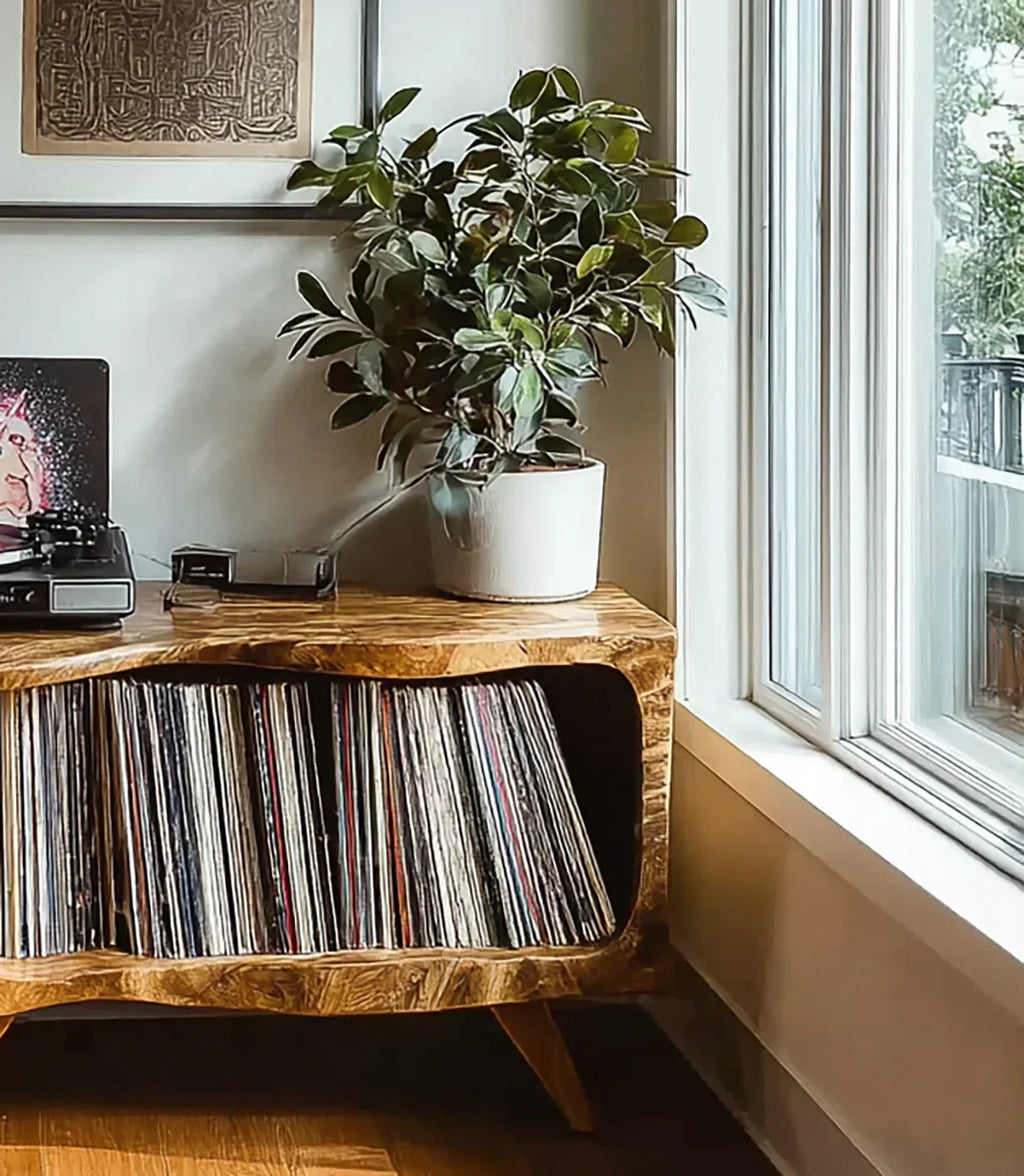 Handcrafted Wooden Record Player Stand