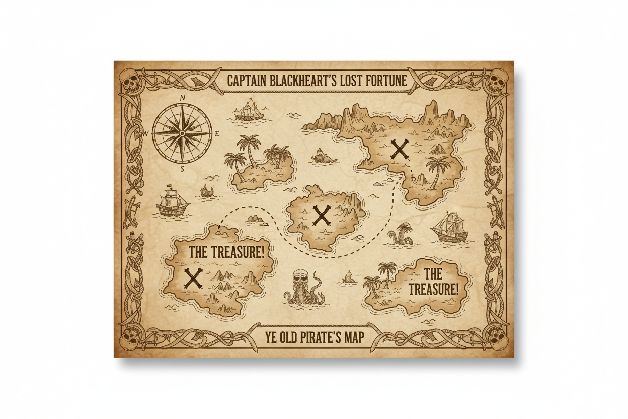 Pirate Treasure Map Poster
