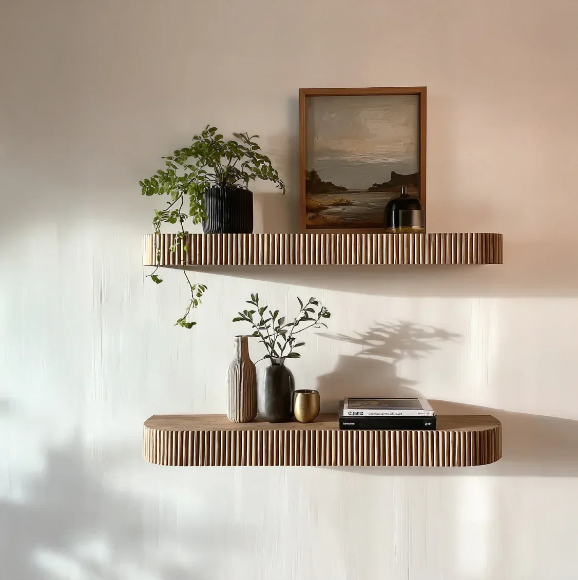 Natural Wood Floating Live Edge Shelf