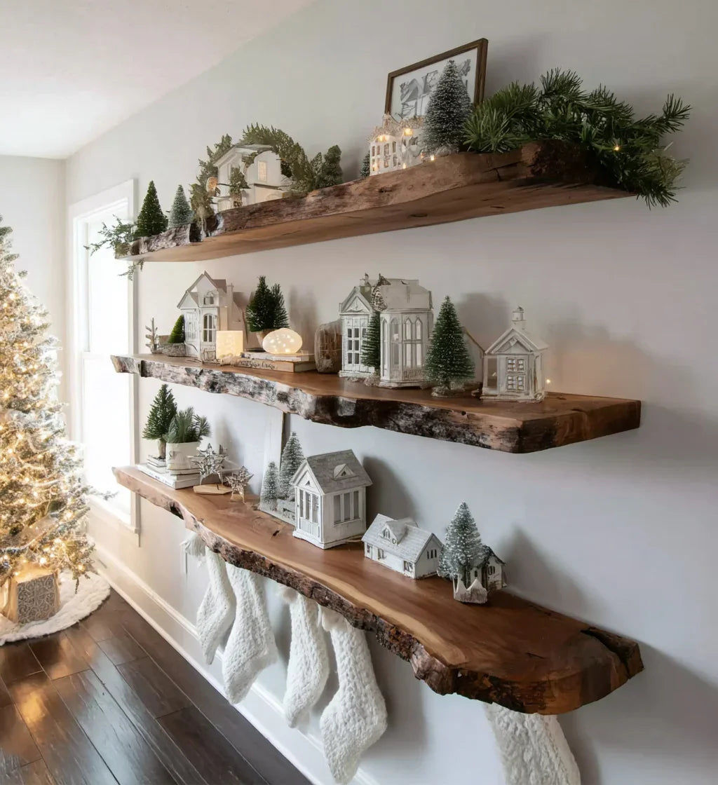 Christmas Live Edge Floating Shelf