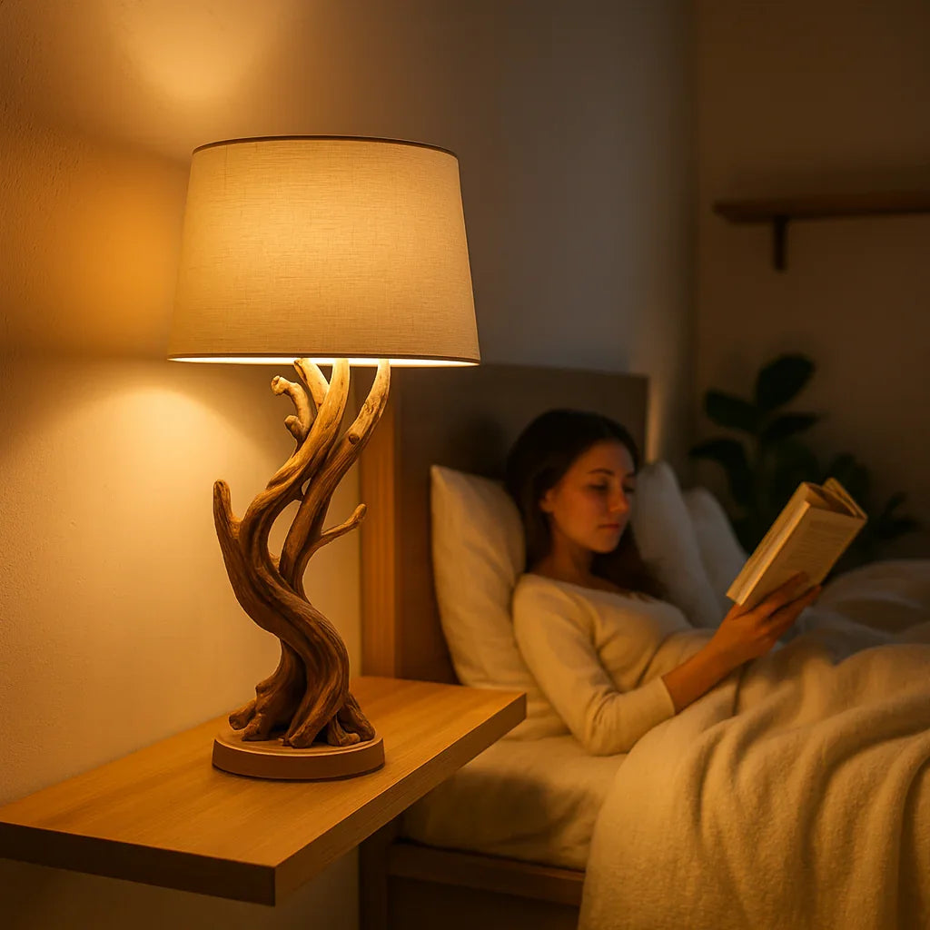 Handmade Pine Wood Tree Floor Lamp