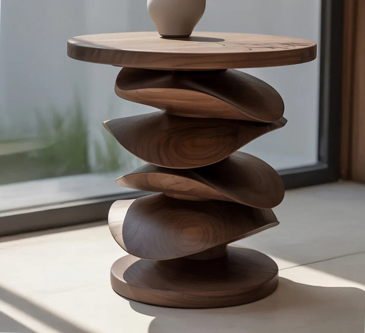 Solid Wood Sculptural Table