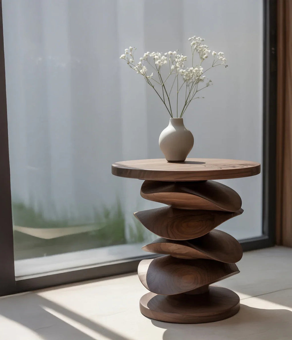 Solid Wood Sculptural Table