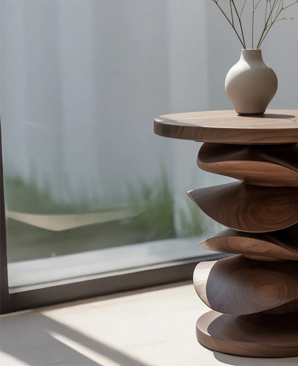 Solid Wood Sculptural Table