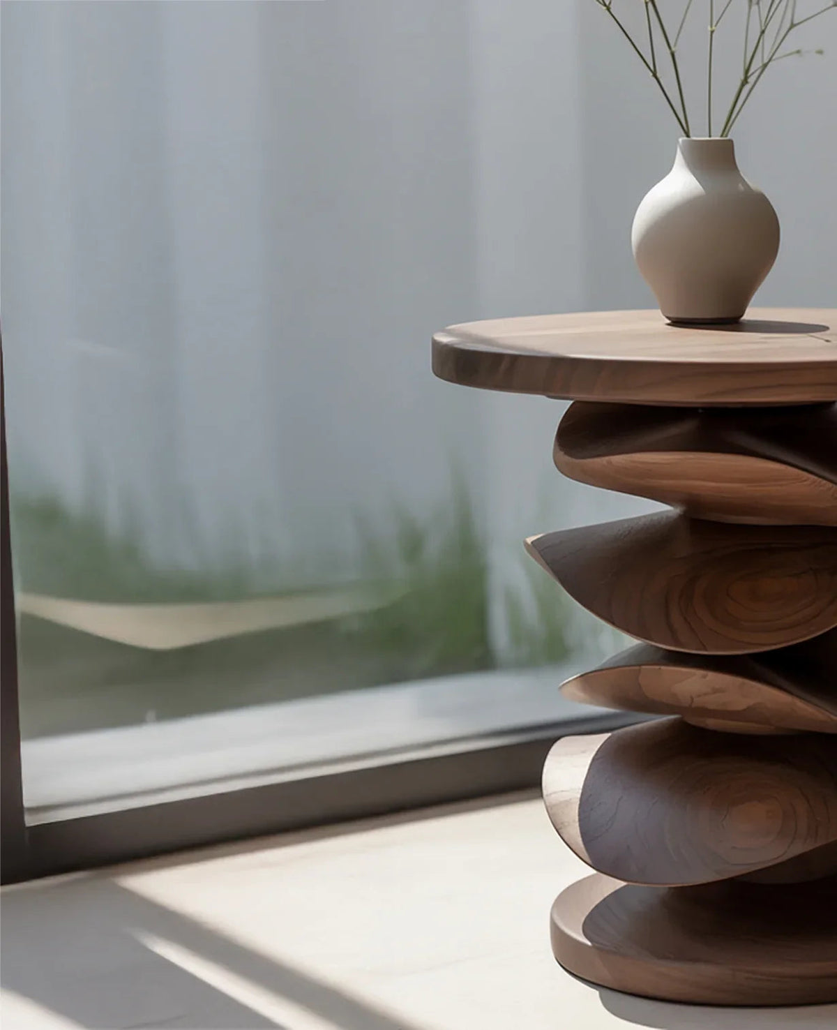 Solid Wood Sculptural Table