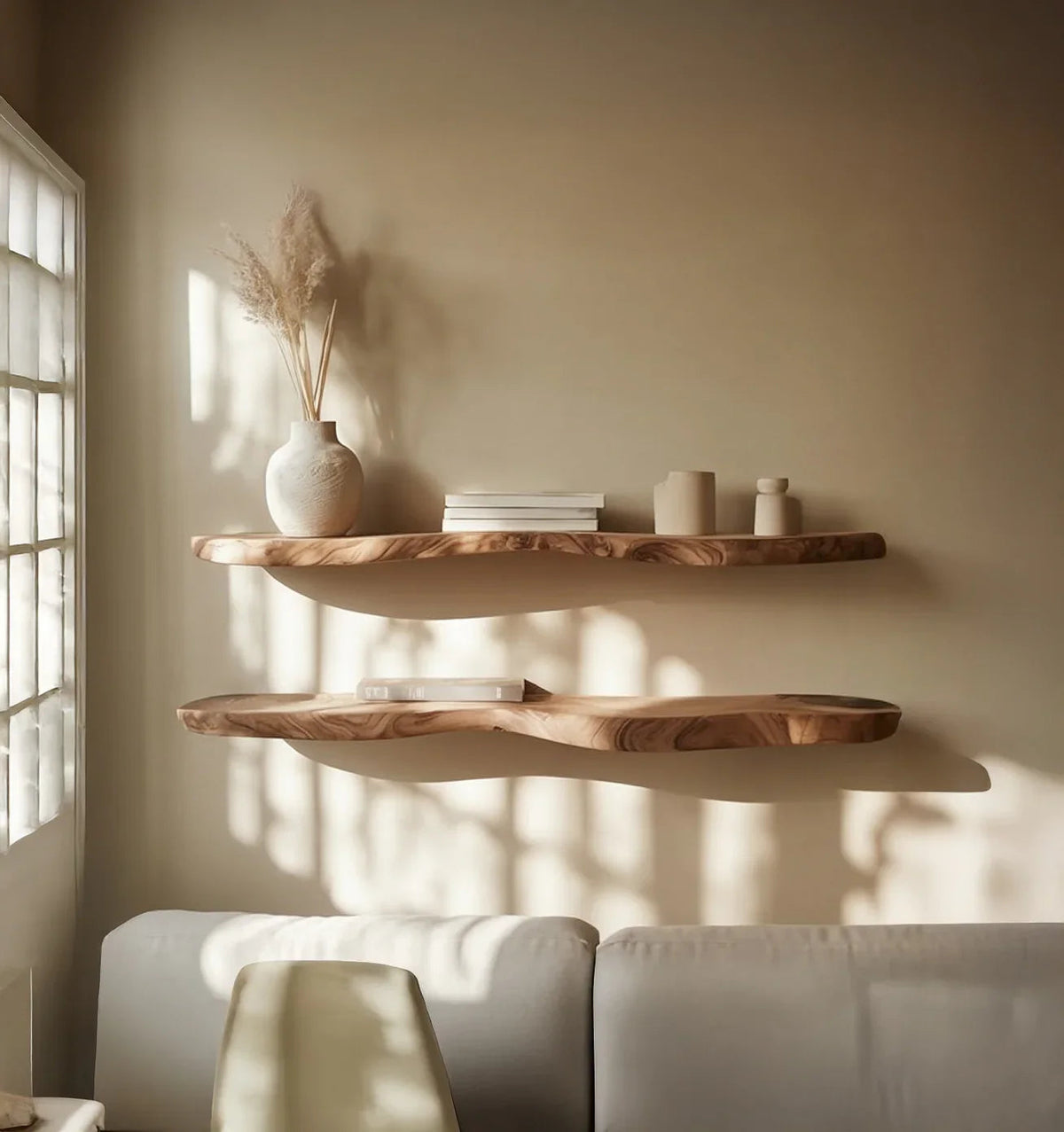 Rustic Floating Wall Shelf With Live Edge