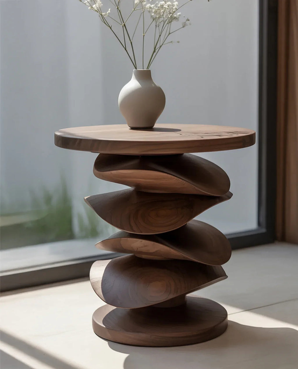 Solid Wood Sculptural Table