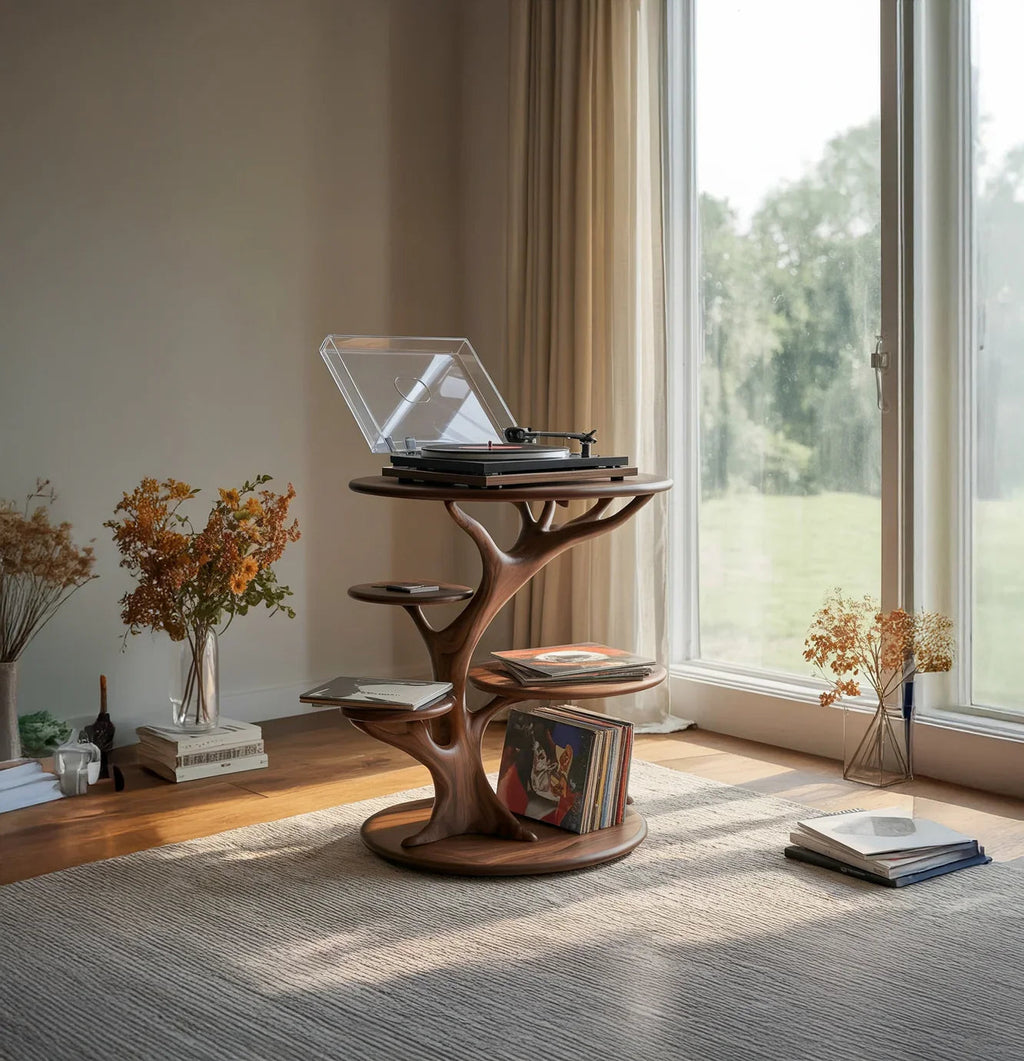 Handcrafted Wooden Record Player Stand