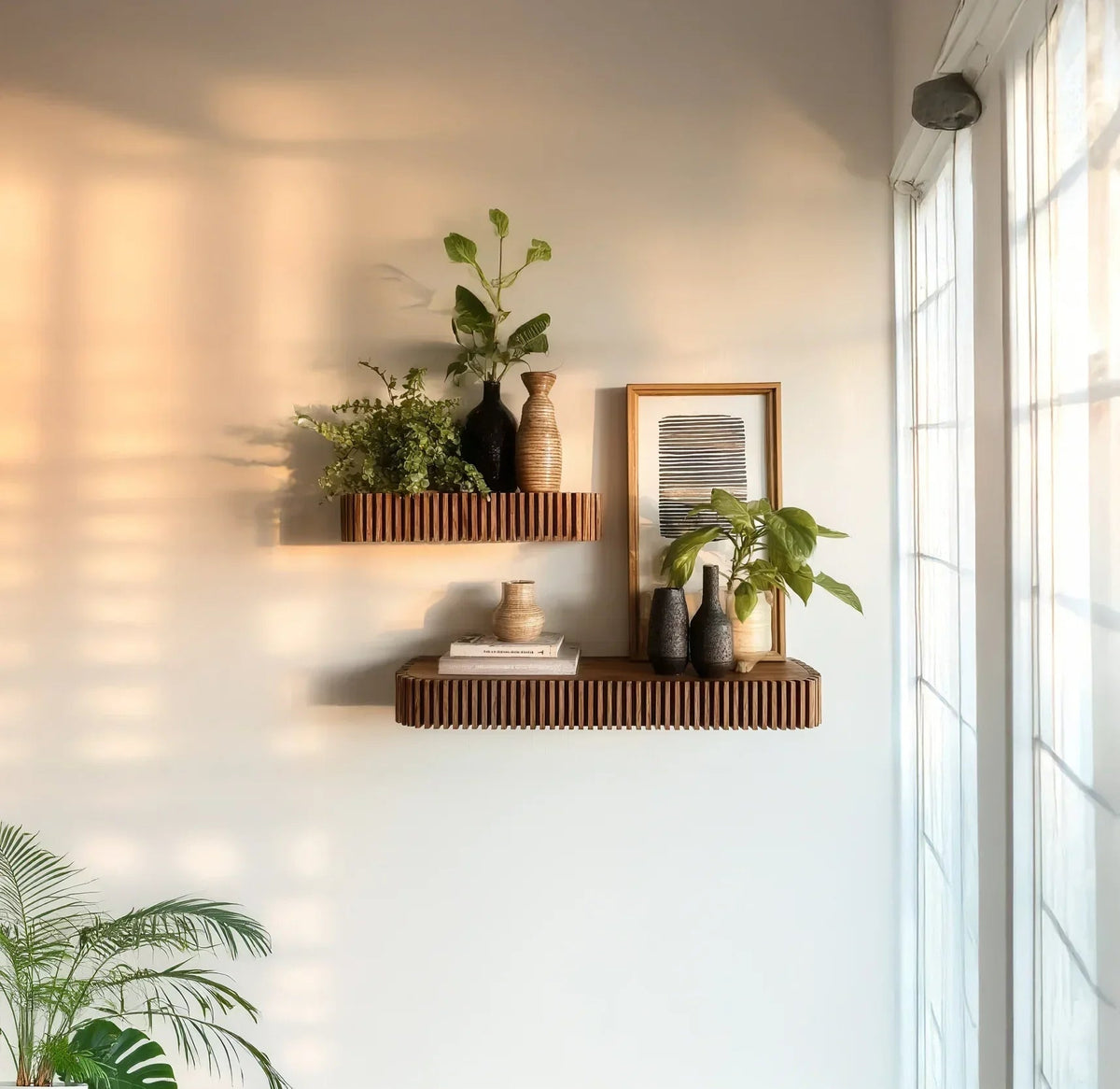 Natural Wood Floating Live Edge Shelf