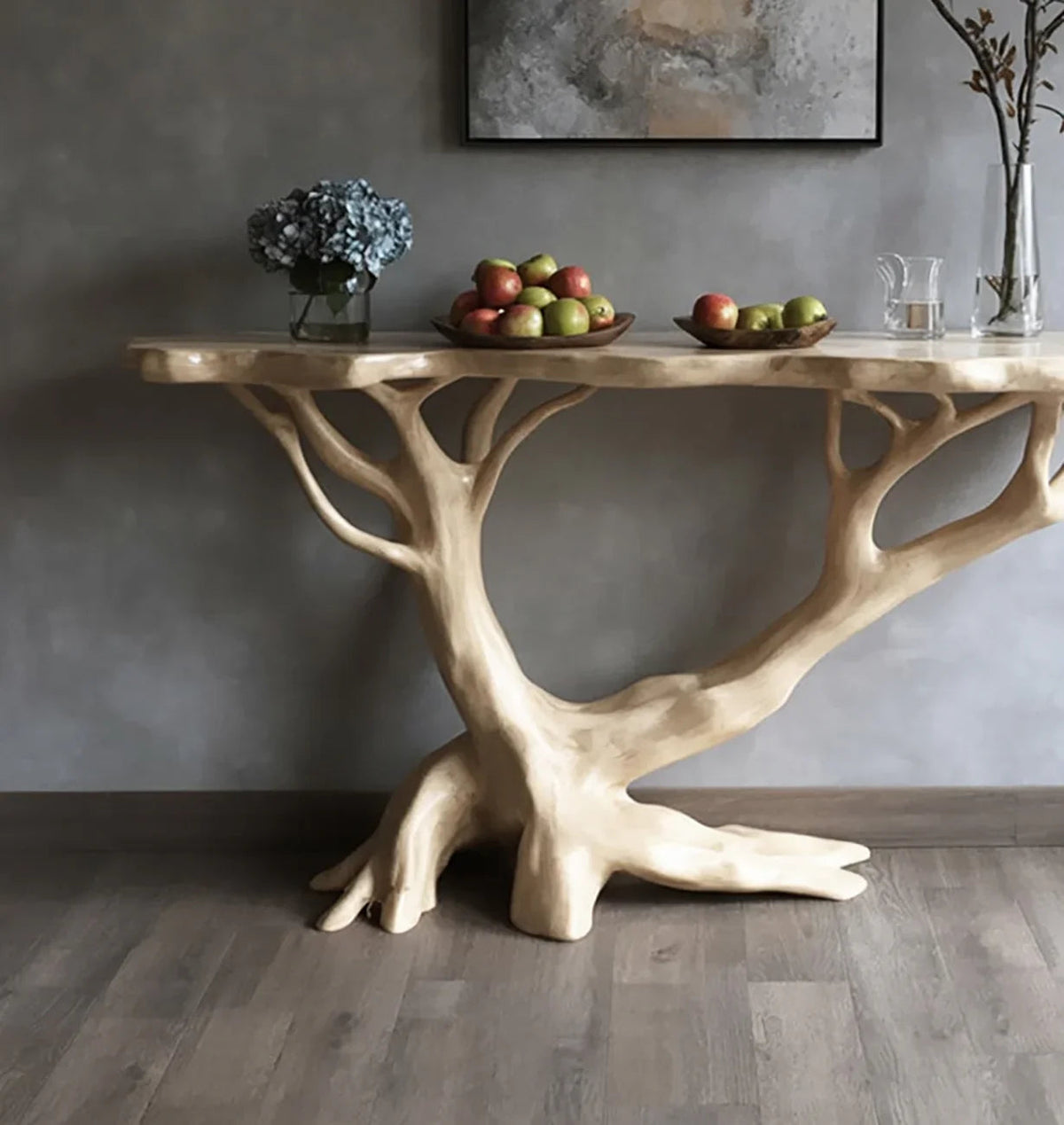 Sculptural Wooden Console Table