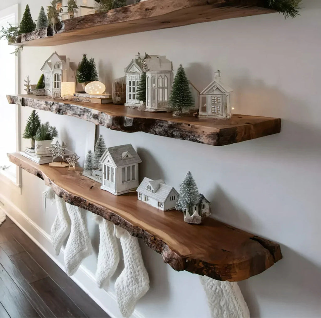 Christmas Live Edge Floating Shelf