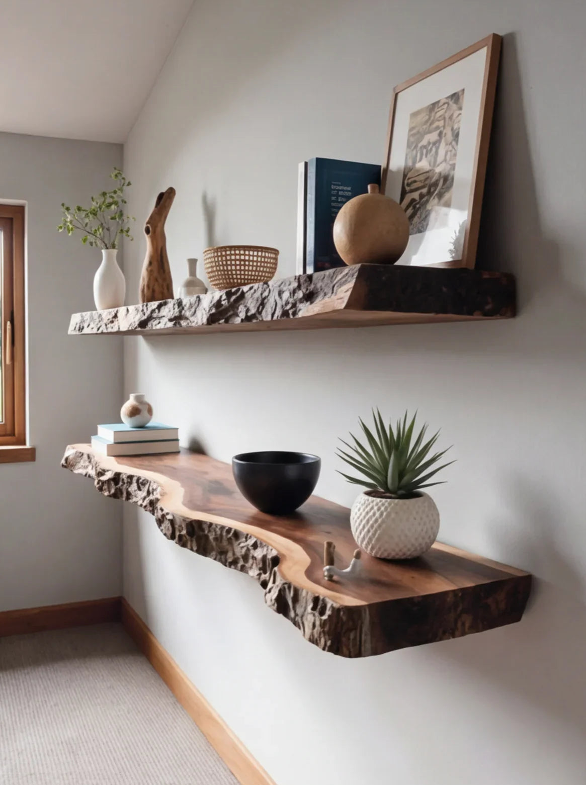 Live Edge Floating Wood Shelf