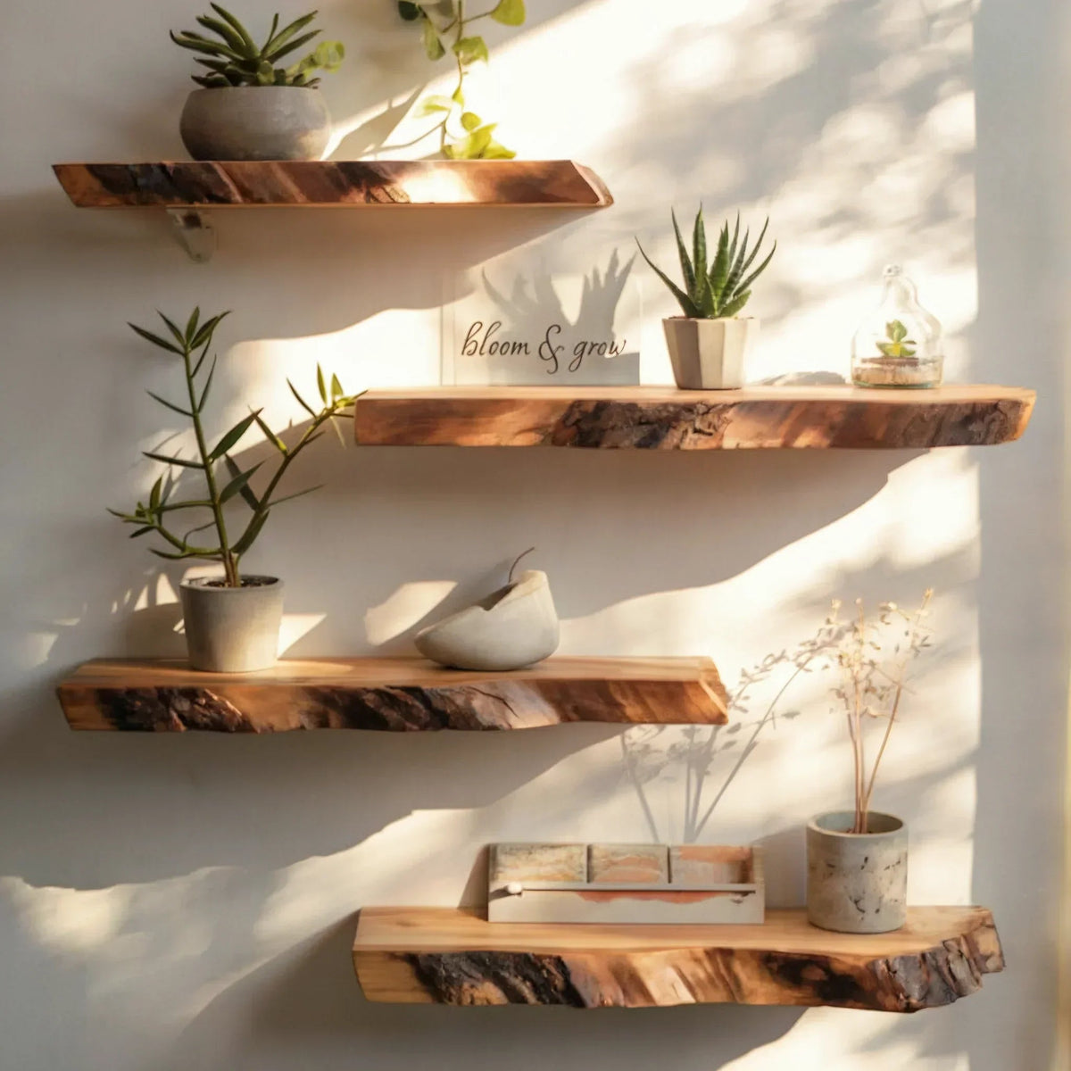 Live Edge Teak Root Floating Shelf