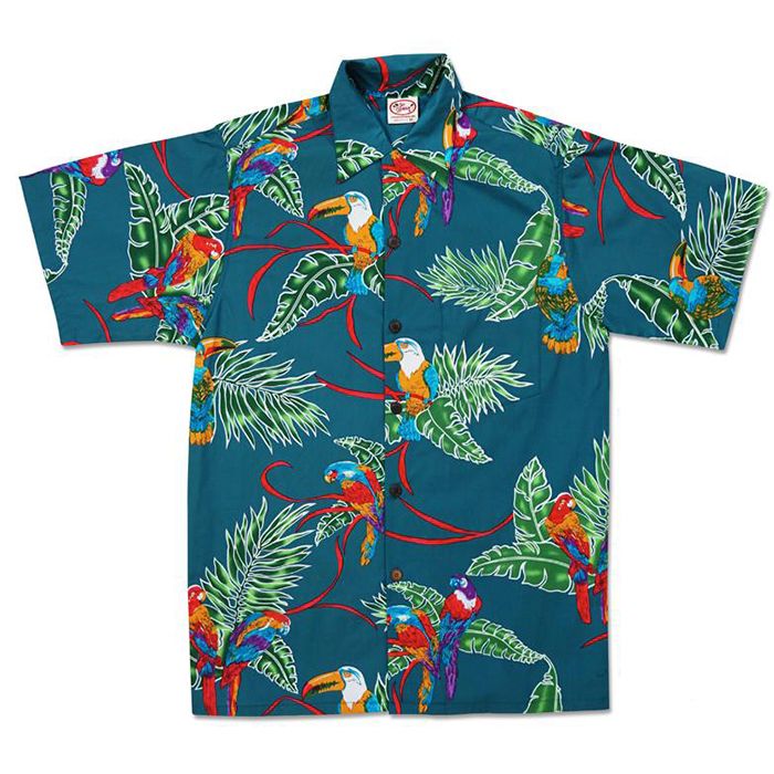 Tropical Birds (Jade) Hawaiian Shirts