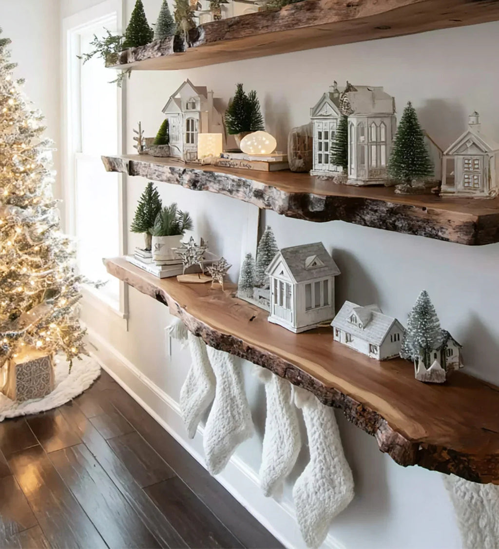 Christmas Live Edge Floating Shelf